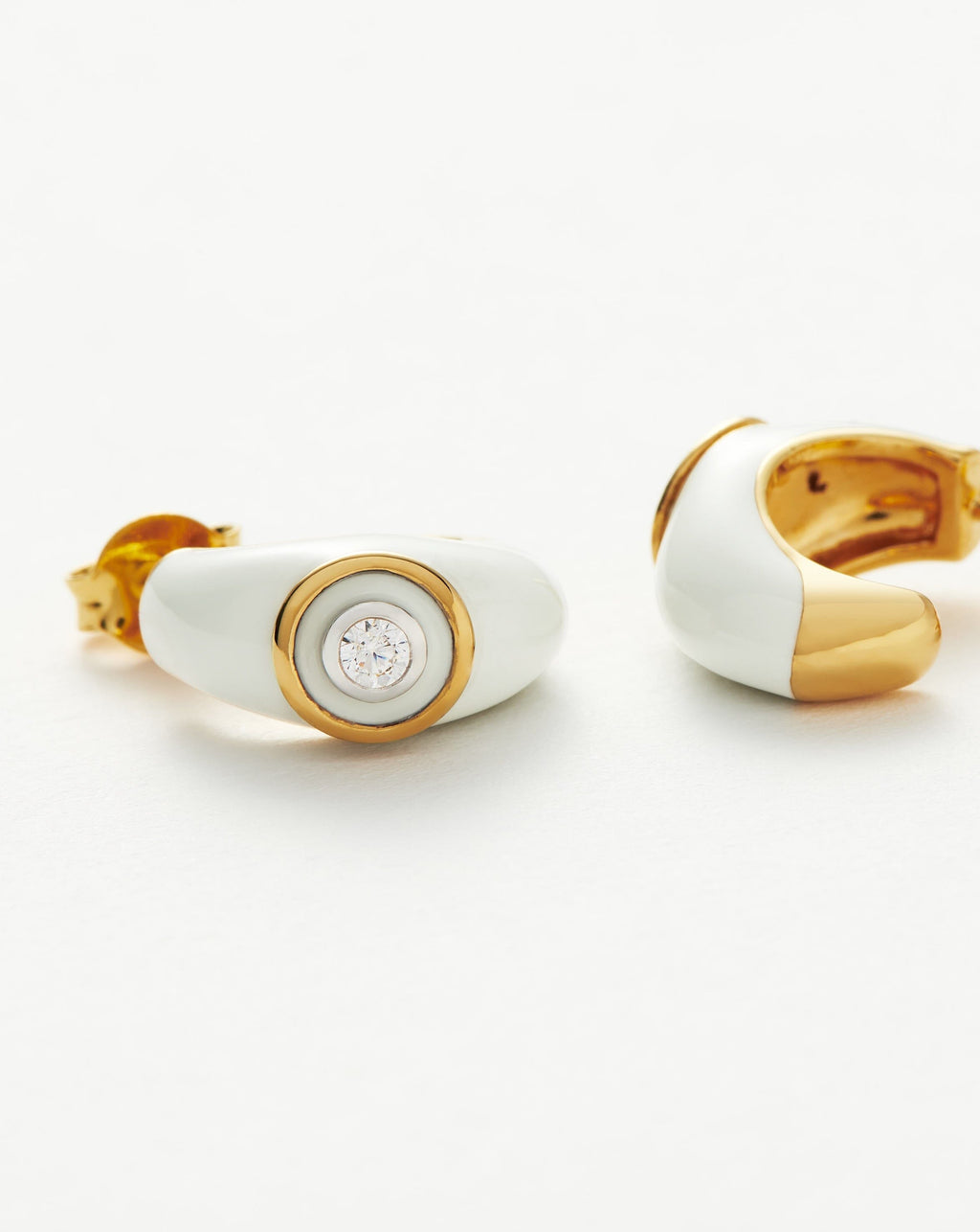 Enamel & Stone Dome Small Hoop Earrings