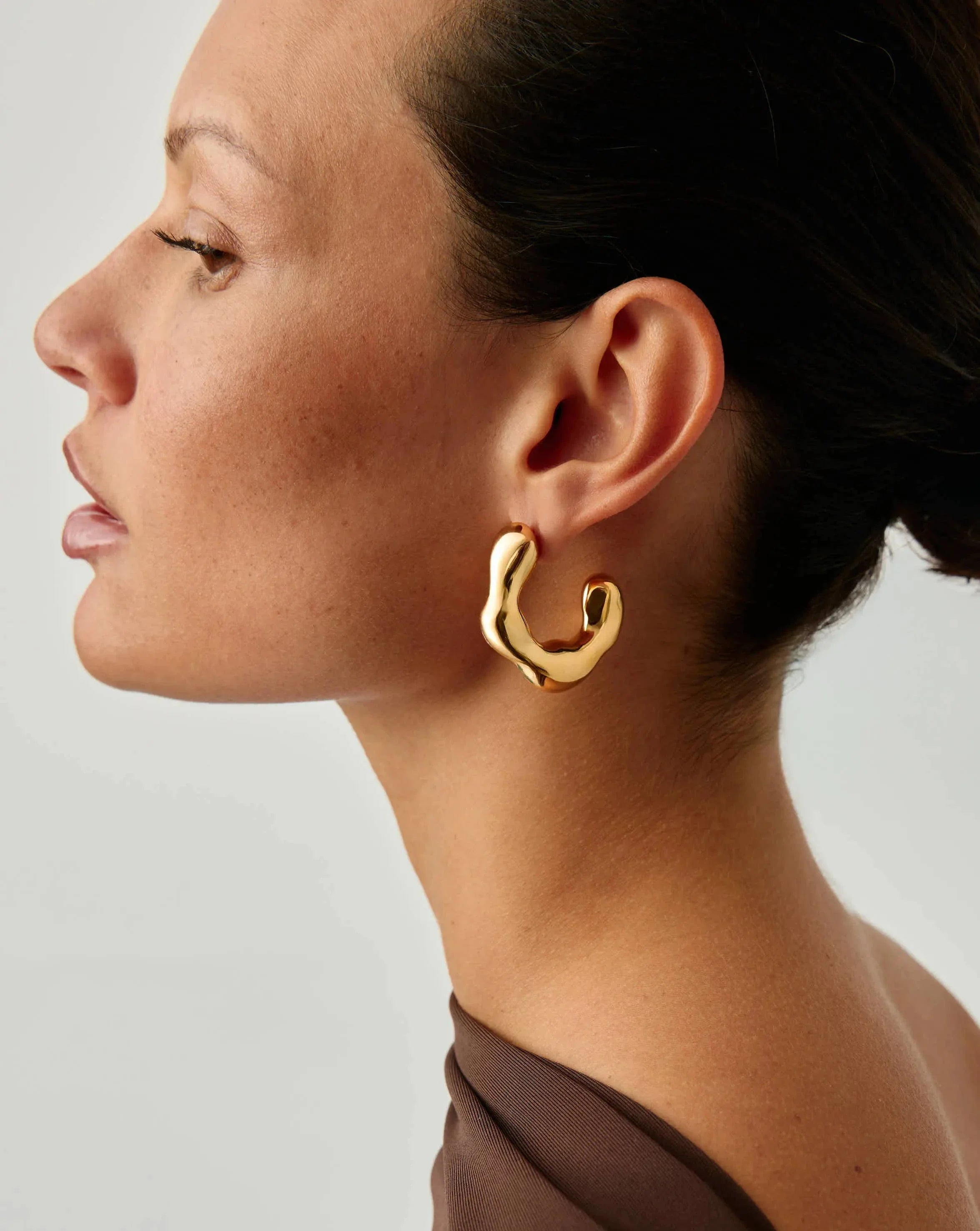 Eny Puffy Large Hoop Earrings | 18ct Gold Plated