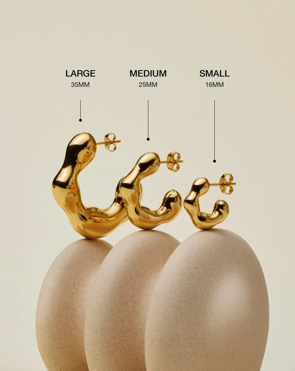 Eny Puffy Large Hoop Earrings | 18ct Gold Plated