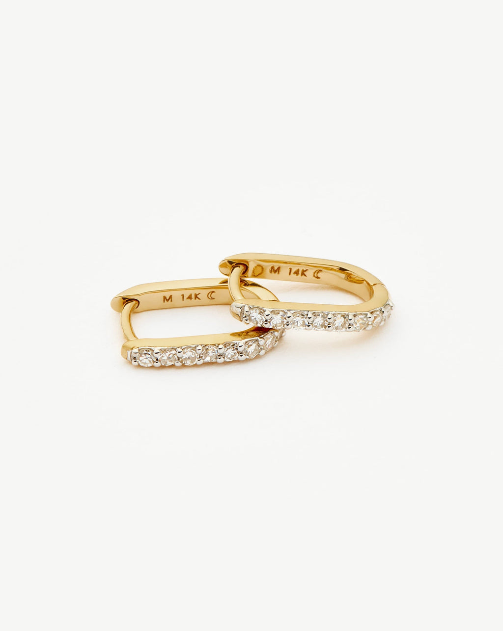 Solid Gold Diamond Ovate Mini Hoop Earrings | 14ct Solid Gold/Diamond