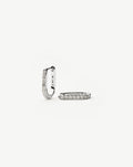 Solid Gold Diamond Ovate Mini Hoop Earrings | 14ct Solid White Gold/Diamond