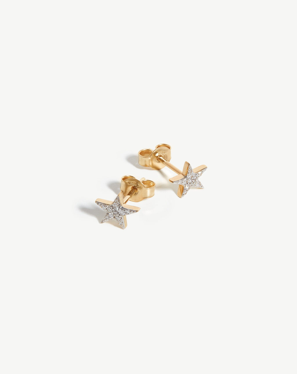 Solid Gold Diamond Small Star Stud Earrings | 14ct Solid Gold/Diamond