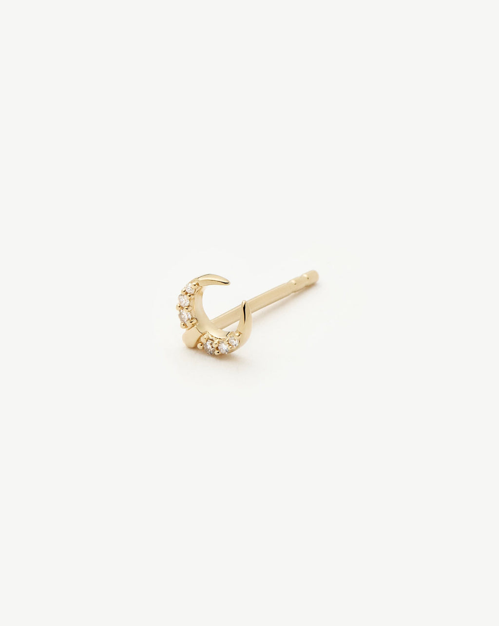 Solid Gold Lucy Williams Horn Single Stud Earring | 14ct Solid Gold/Diamond