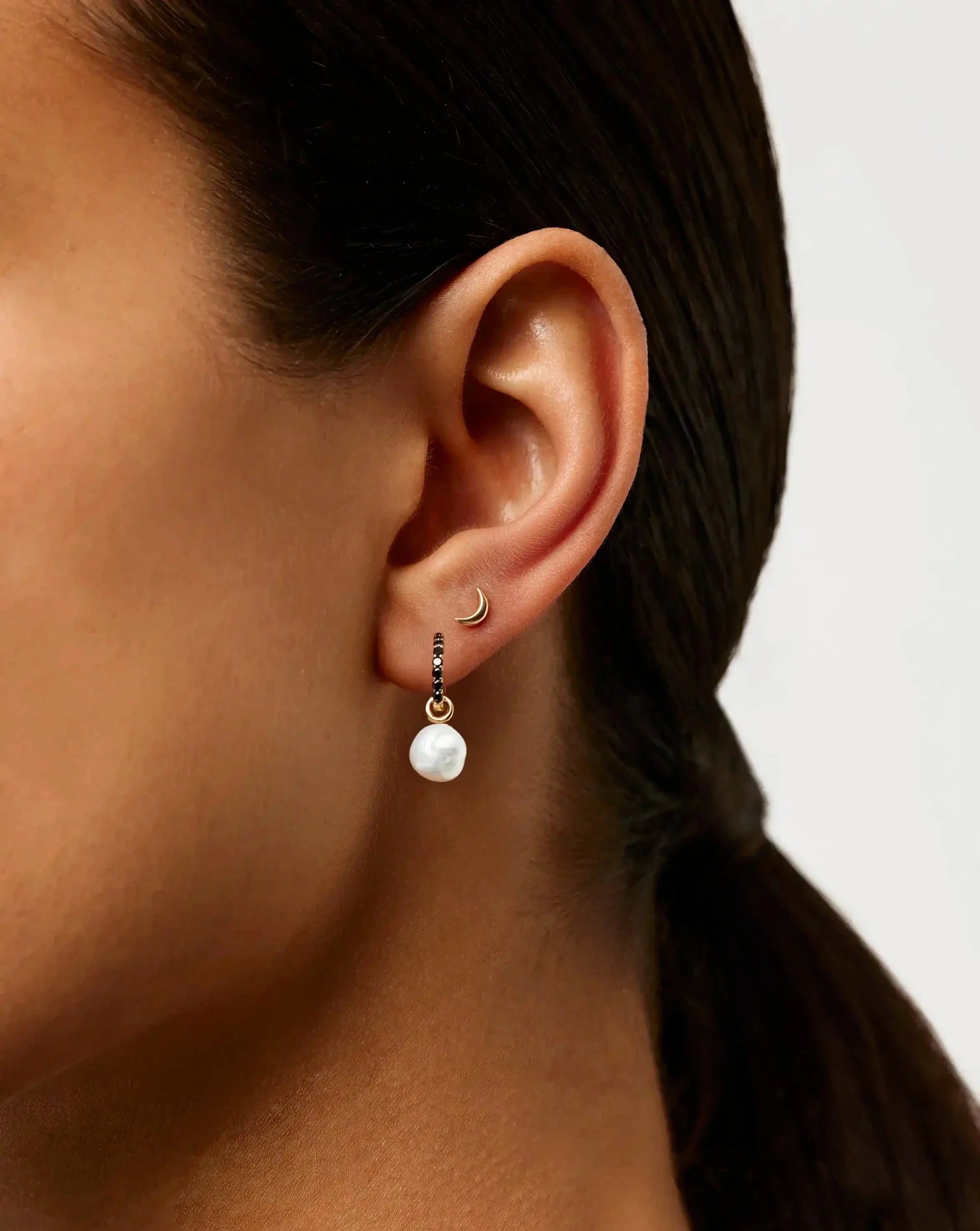 Solid Gold Moon Flat Back Stud Earring | 14ct Solid Yellow Gold