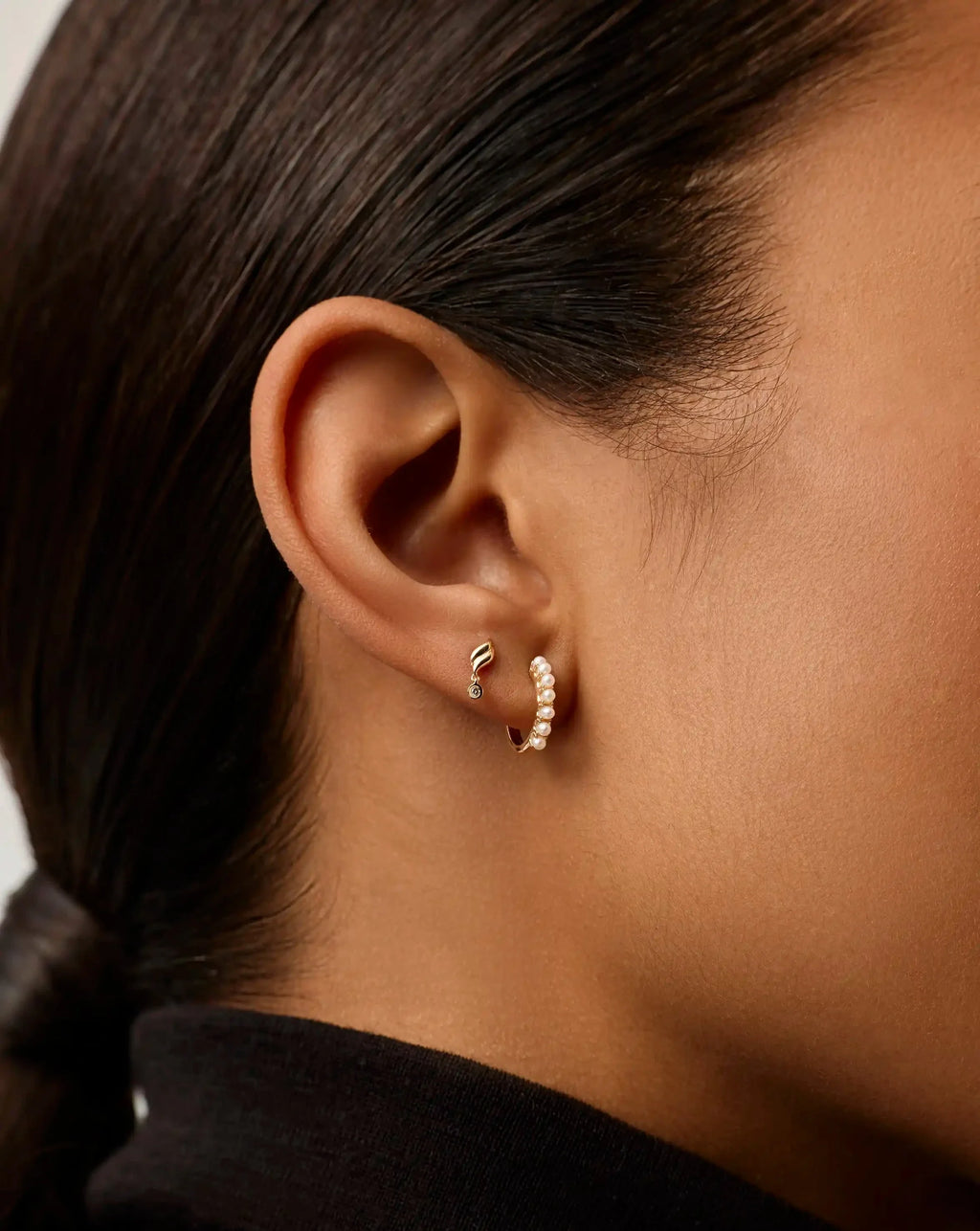 Solid Gold Savi Single Stud Earring | 14ct Solid Gold/Diamond