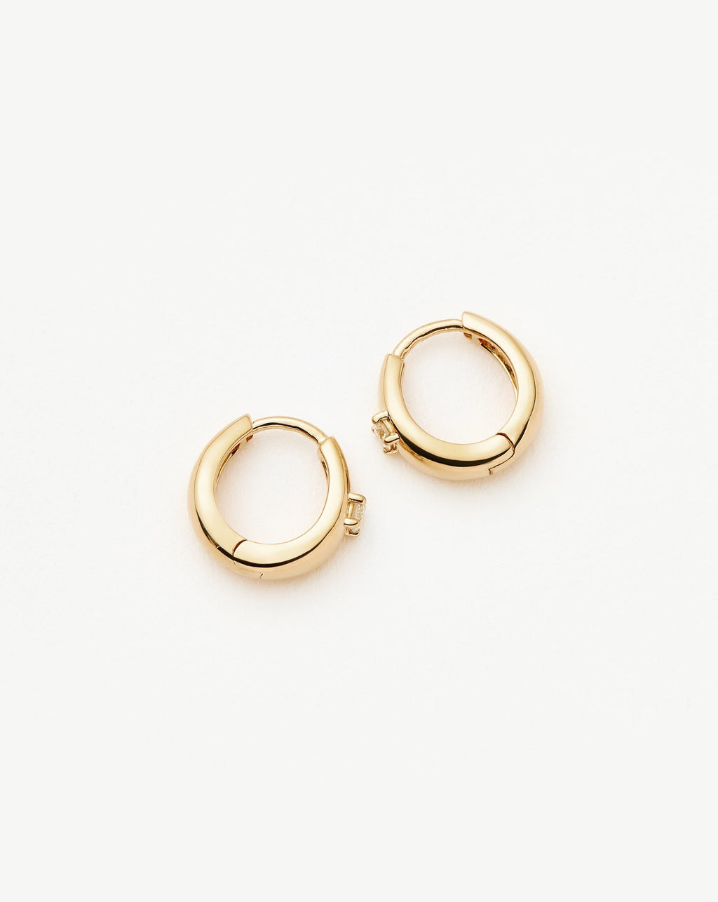 Solid Gold Diamond Dome Huggies | 14ct Solid Gold/Diamond
