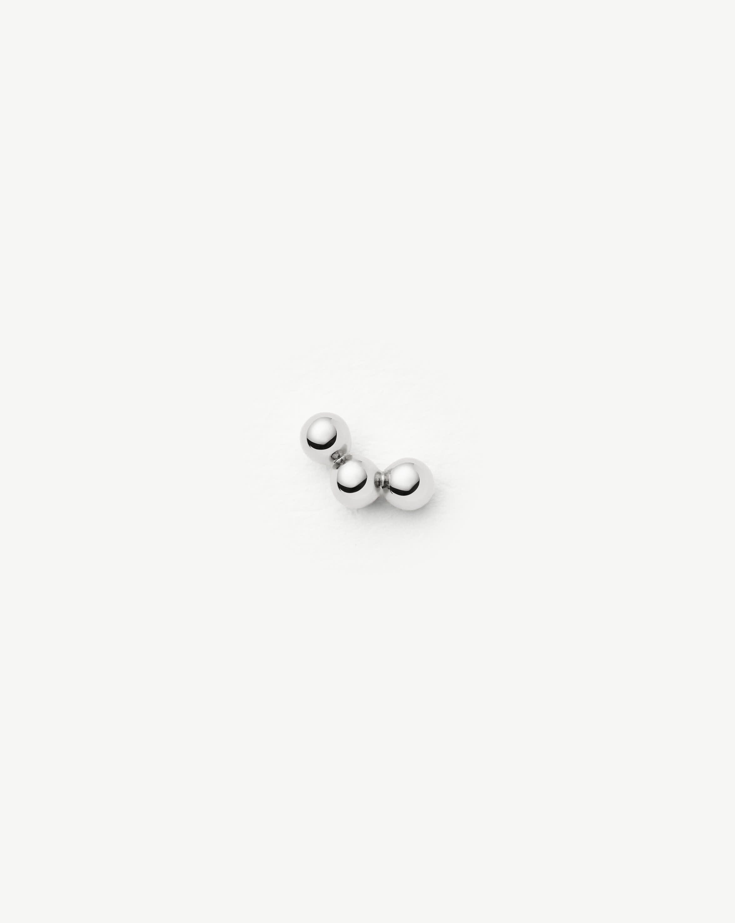 Solid Gold Trio Flat Back Stud Earring | 14ct White Gold