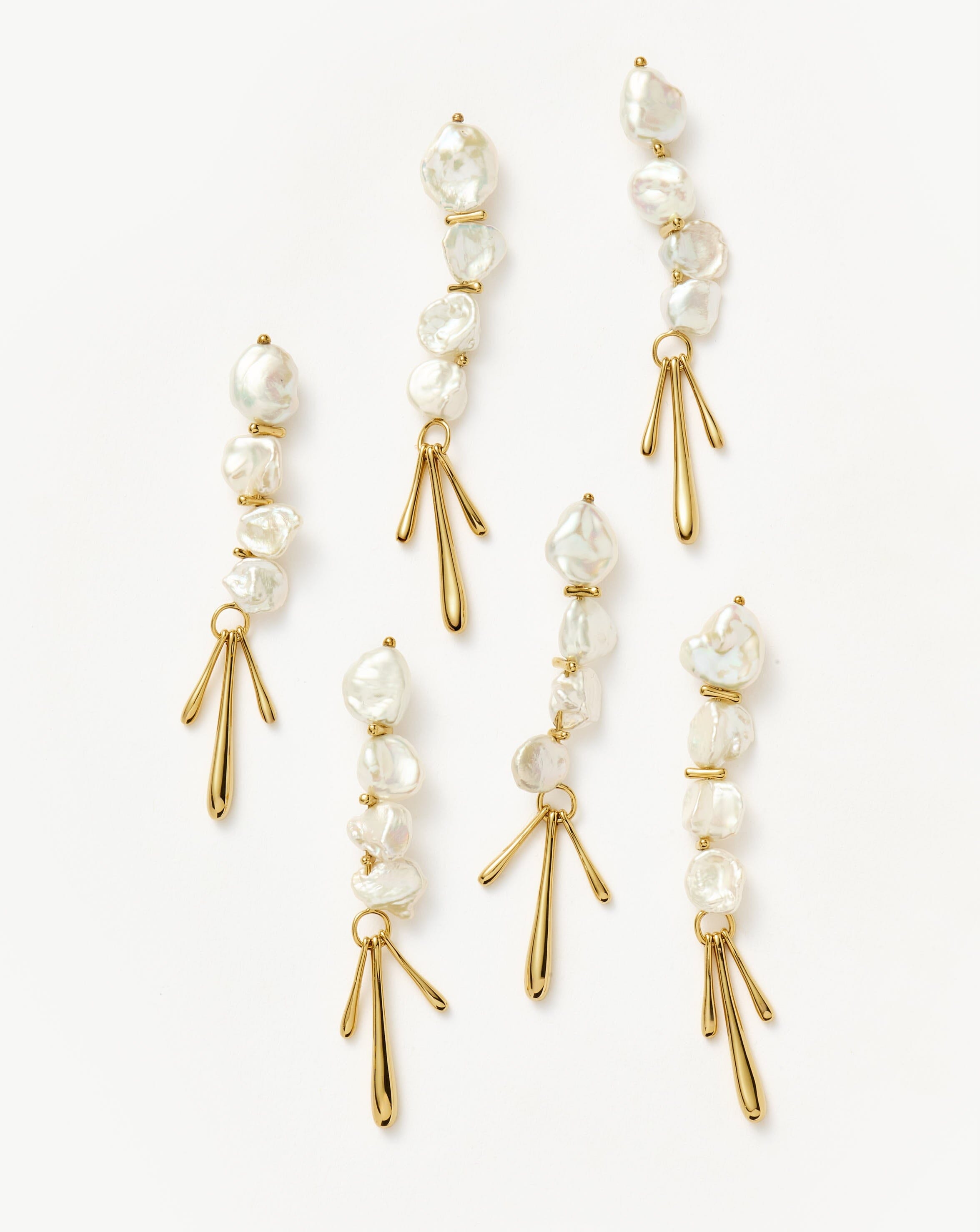 Keshi Pearl Sculptural Drop Earrings | 18ct Gold Plated/Pearl