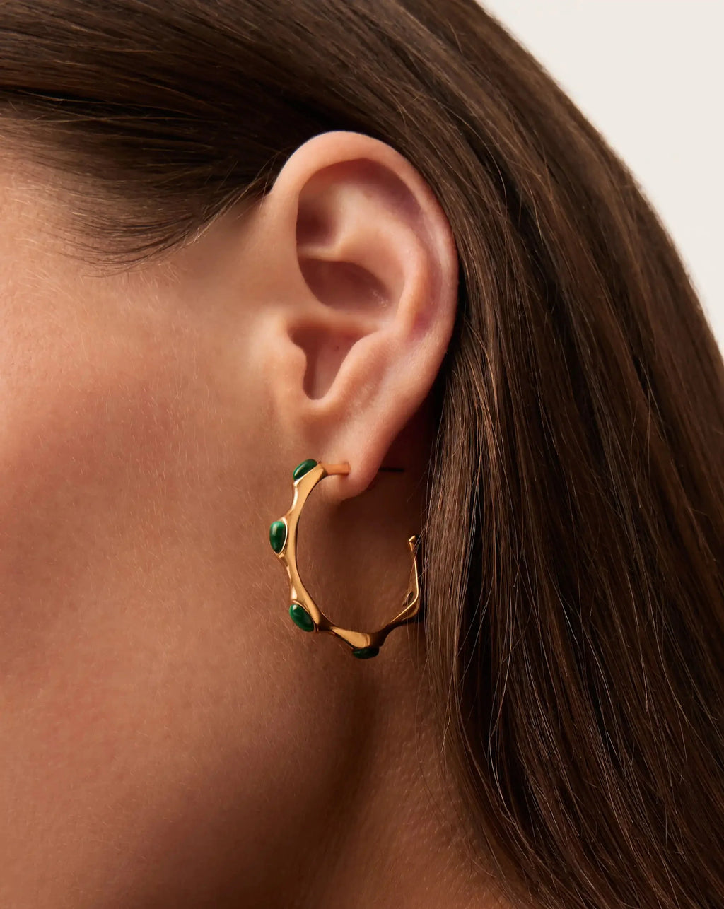 Magma Gemstone Medium Hoop Earrings | 18ct Recycled Gold Plated on Brass