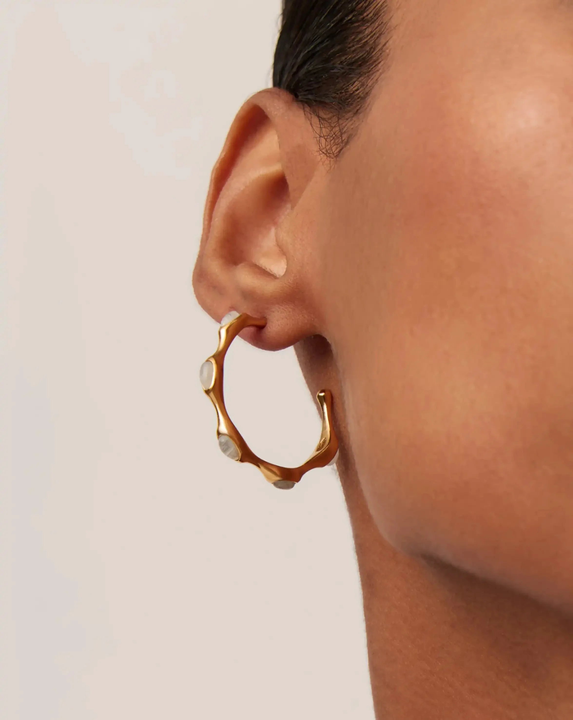 Magma Gemstone Medium Hoop Earrings | 18ct Recycled Gold Plated on Recycled Sterling Silver
