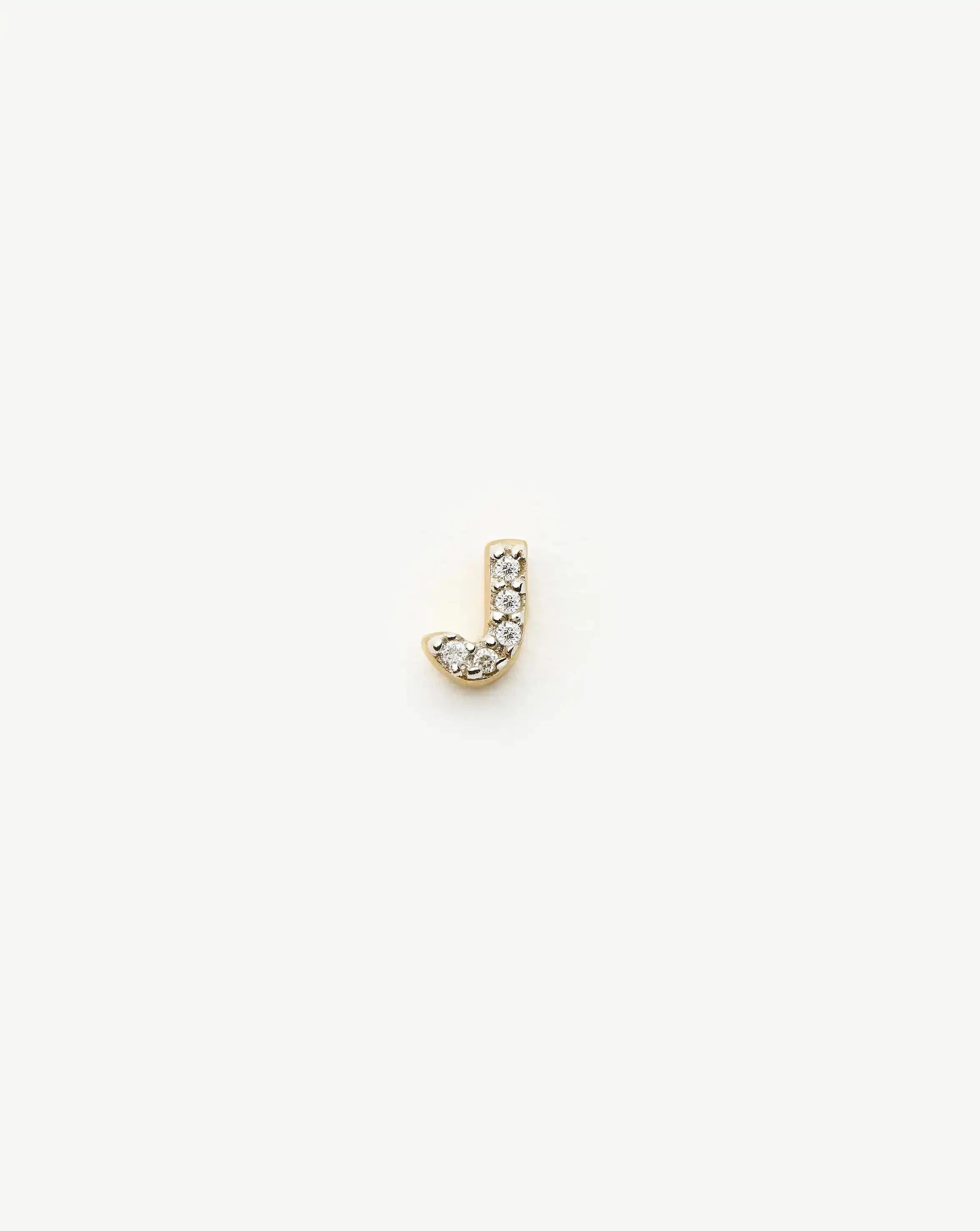 Pave Initial Single Stud Earring - Initial J | 18ct Gold Vermeil/Cubic Zirconia