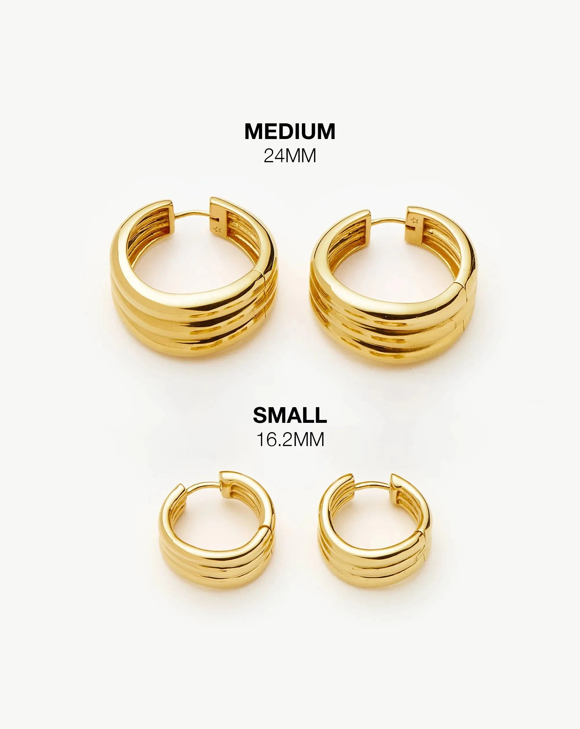 Savi Triple Ridge Hoop Earrings | 18ct Gold Vermeil