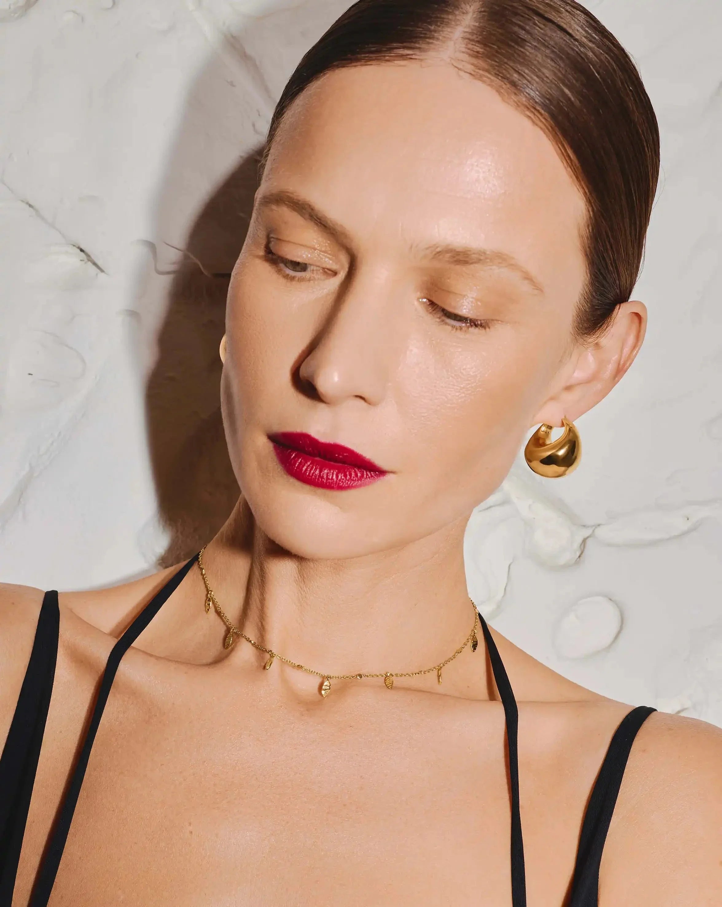 Sculptural Chubby Dome Medium Hoop Earrings | 18ct Gold Plated