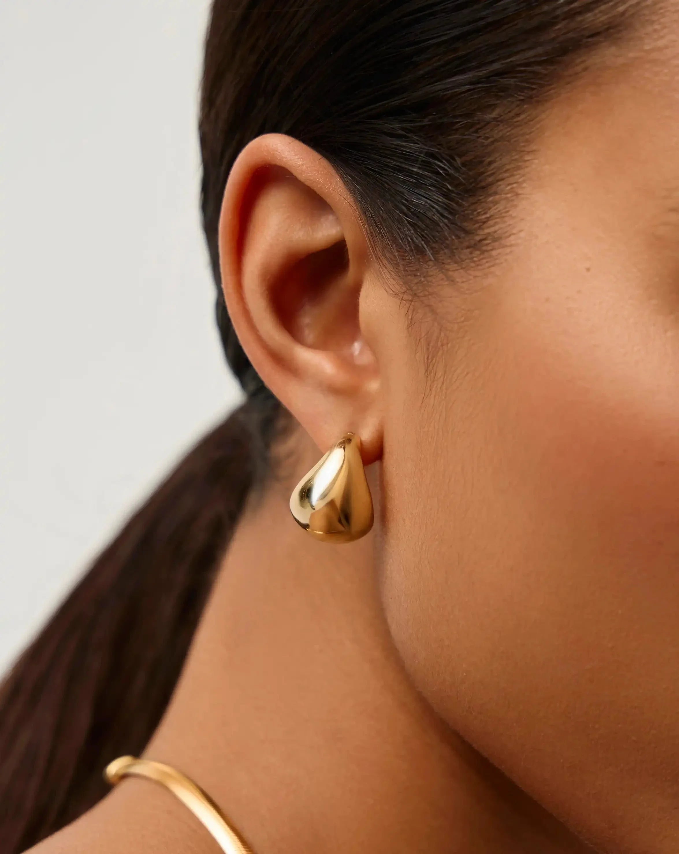Sculptural Chubby Dome Small Hoop Earrings | 18ct Gold Plated