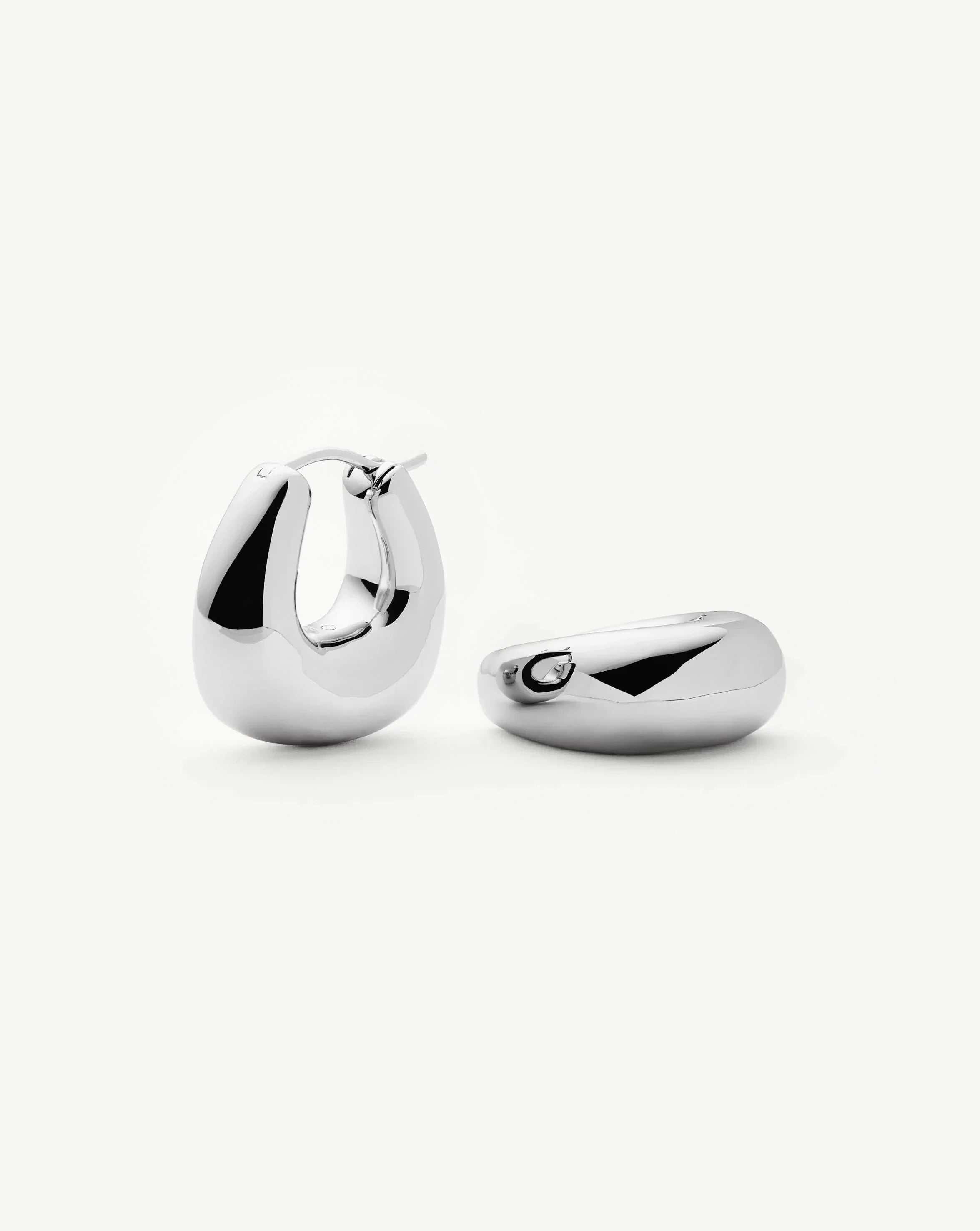 Sculptural Chubby Small Hoop Earrings | Silver Plated