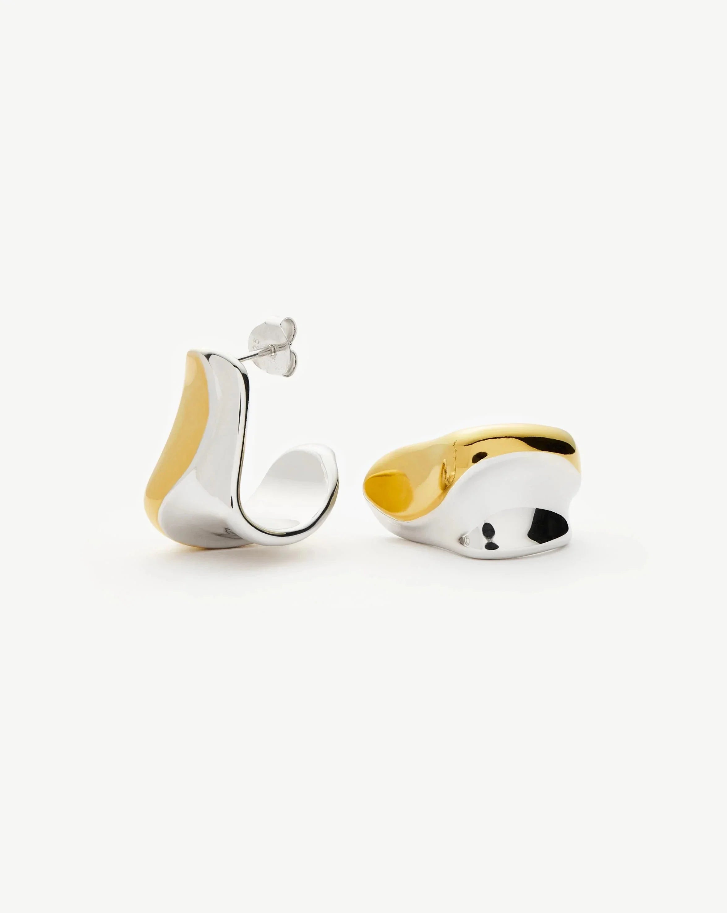 Sculptural Molten Medium Hoop Earrings | Mixed Metal