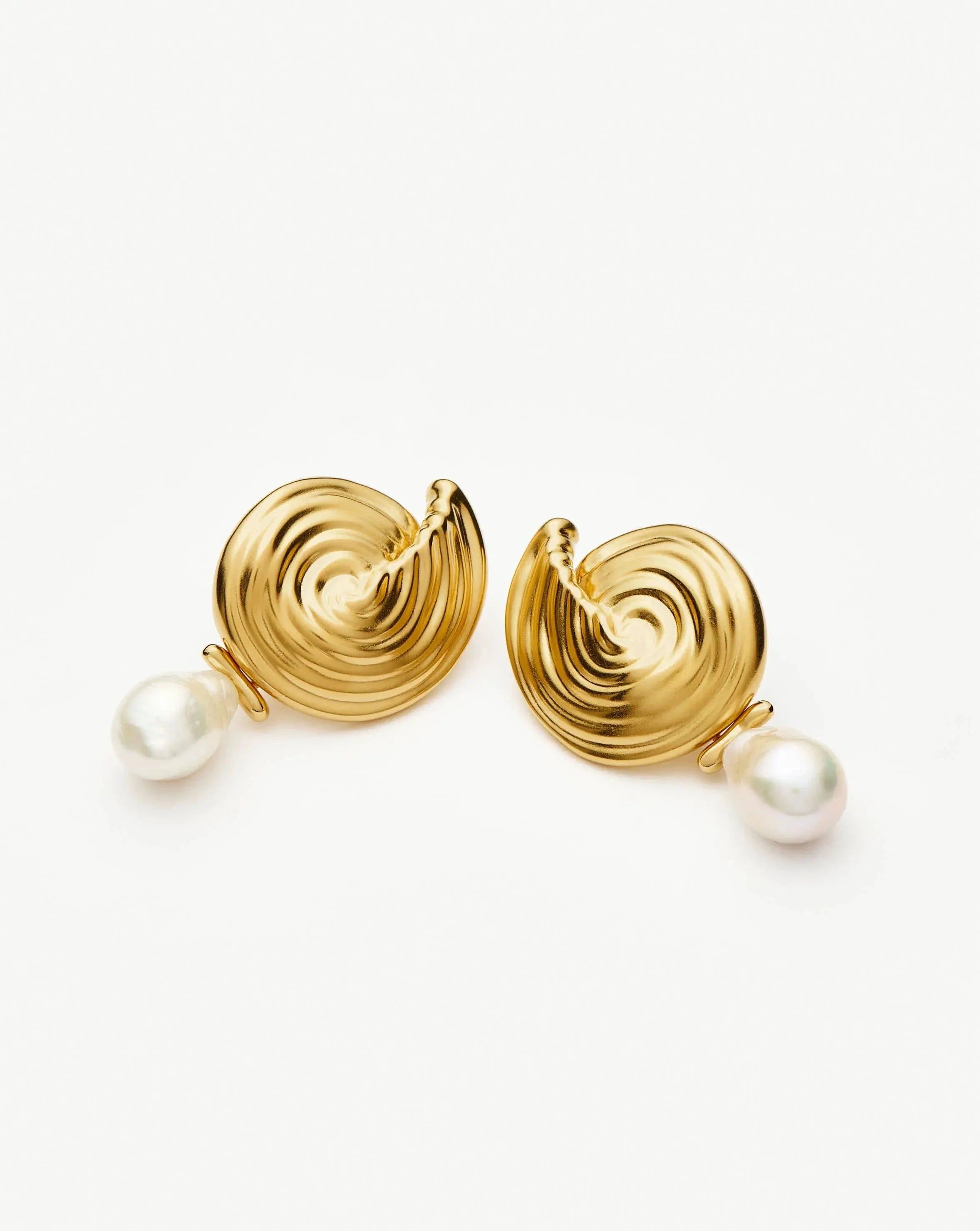 Spiral Detachable Pearl Drop Earrings | 18ct Gold Plated