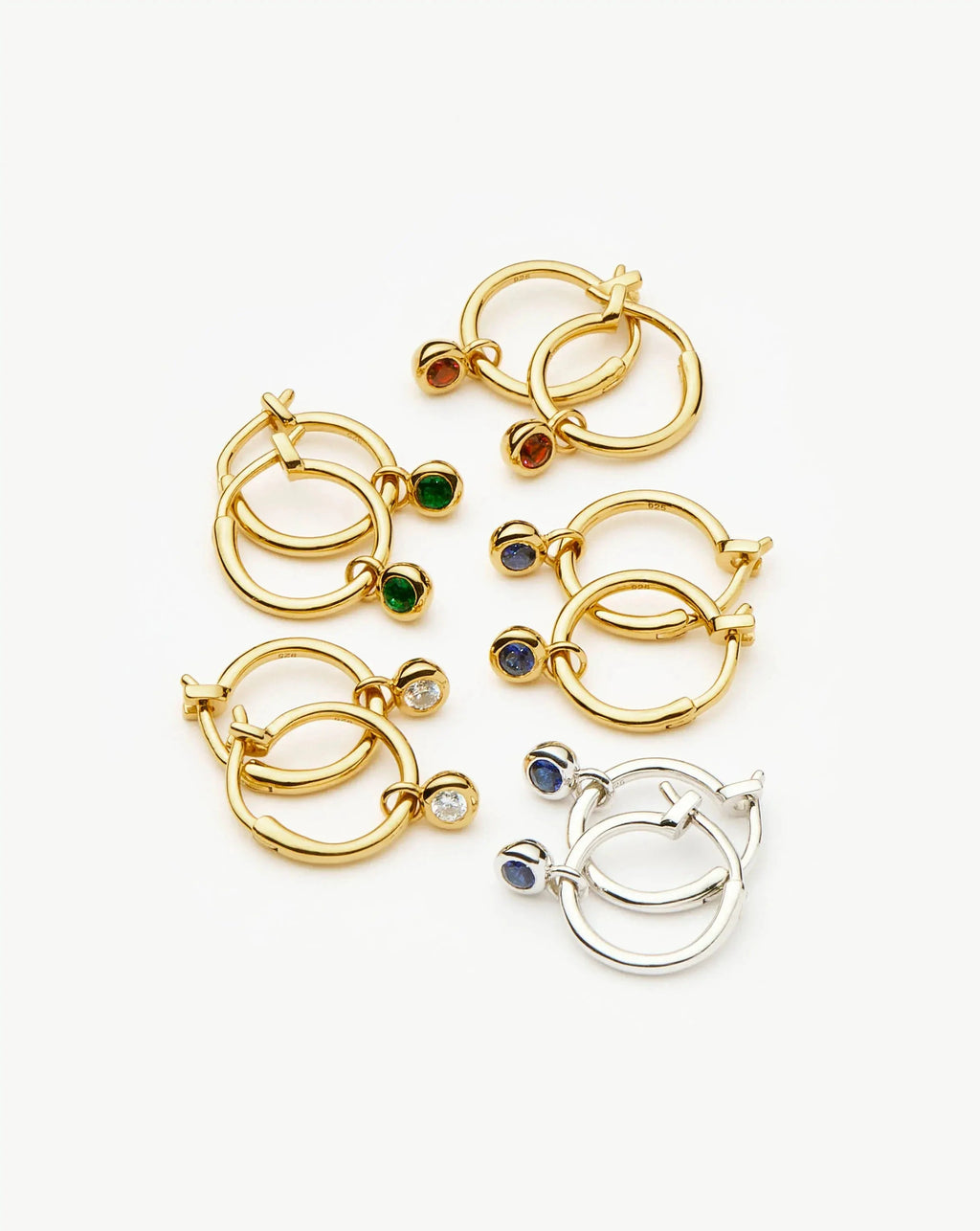 Tennis Charm Mini Hoop Earrings | 18ct Gold Vermeil/Sapphire Blue Nano-crystal