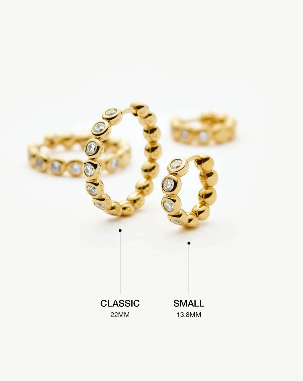 Tennis Small Hoop Earrings | 18ct Gold Vermeil Cubic Zirconia