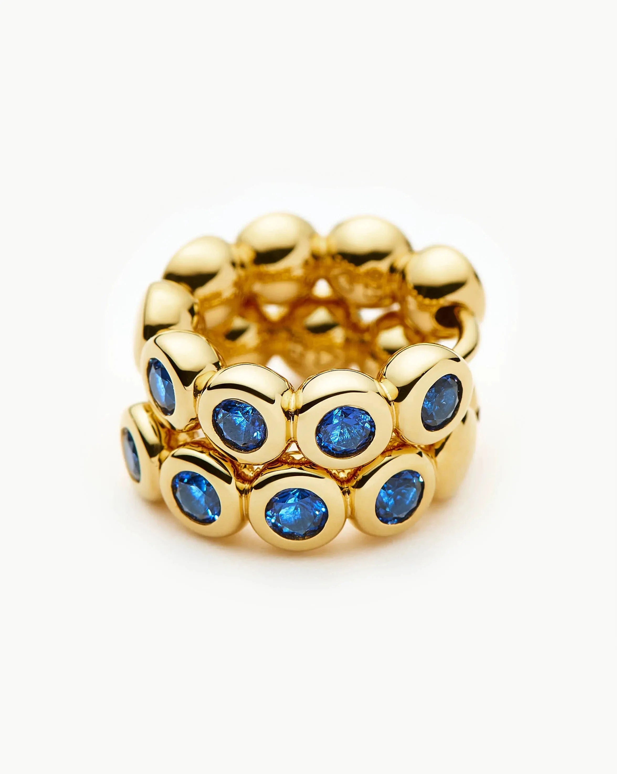 Tennis Small Hoop Earrings | 18ct Gold Vermeil/Sapphire Blue Nano-crystal