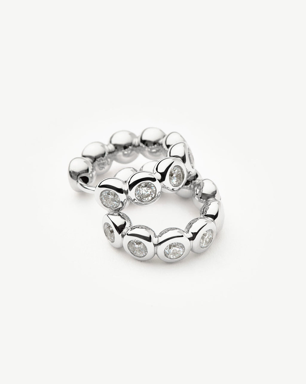 Tennis Small Hoop Earrings| Sterling Silver Cubic Zirconia