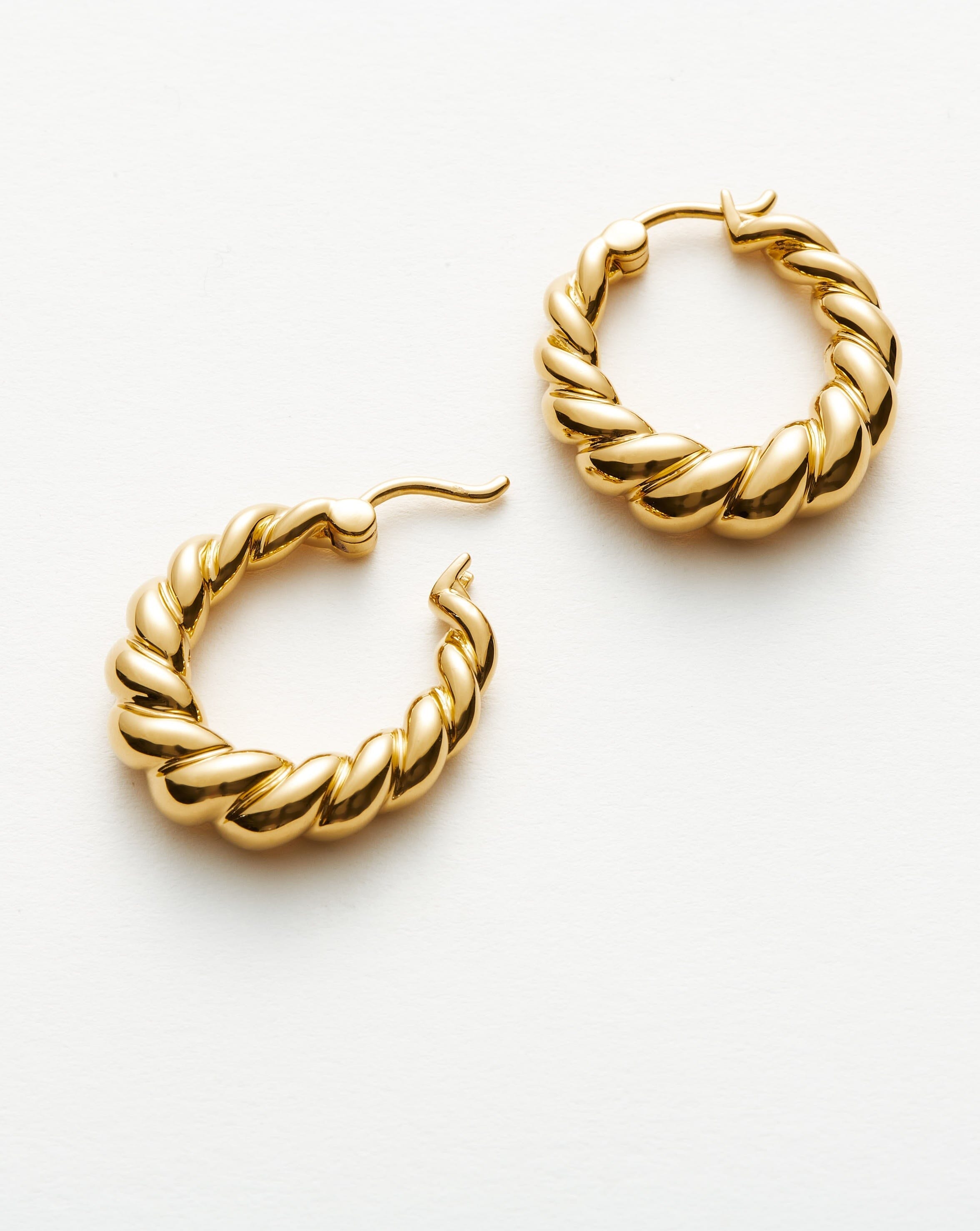 Twisted Tidal Medium Hoop Earrings | 18ct Gold Plated