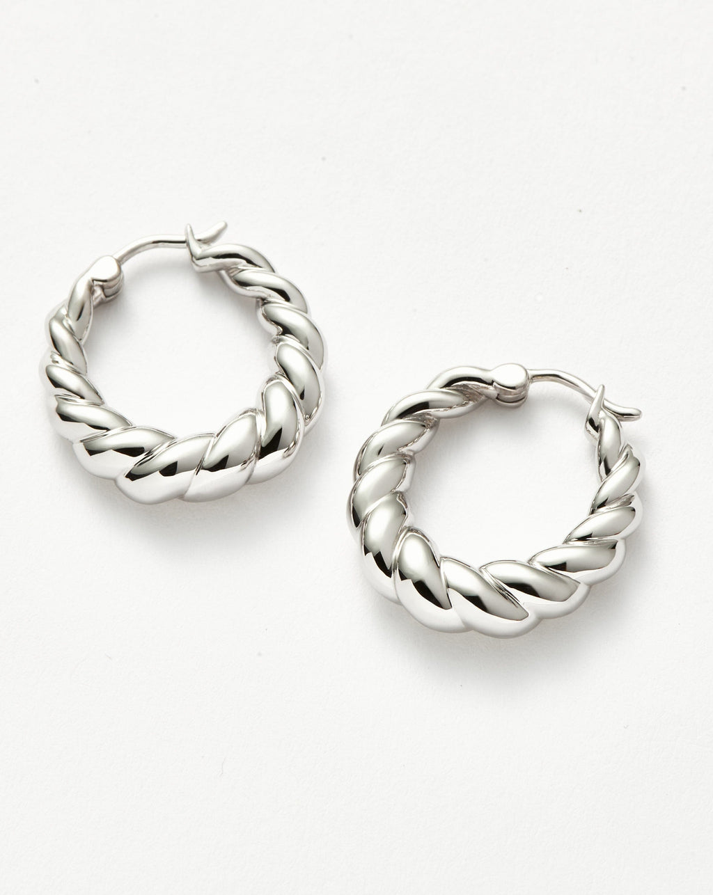 Twisted Tidal Medium Hoop Earrings | Silver Plating on Brass